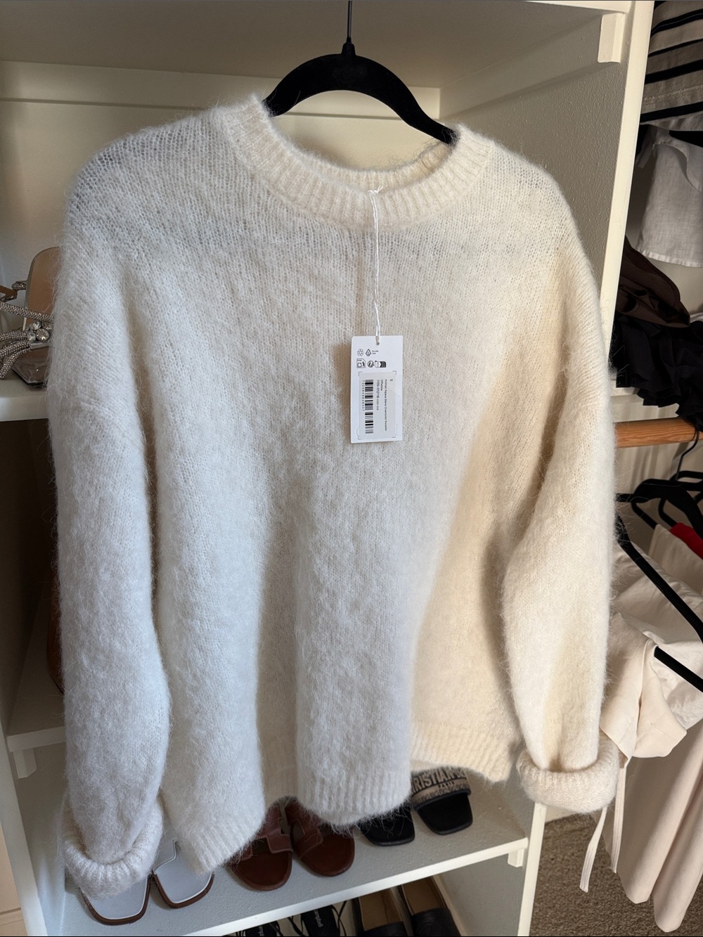 Na-I’d knitted alpaca blend oversized Cream/Off-White Crewneck sweater